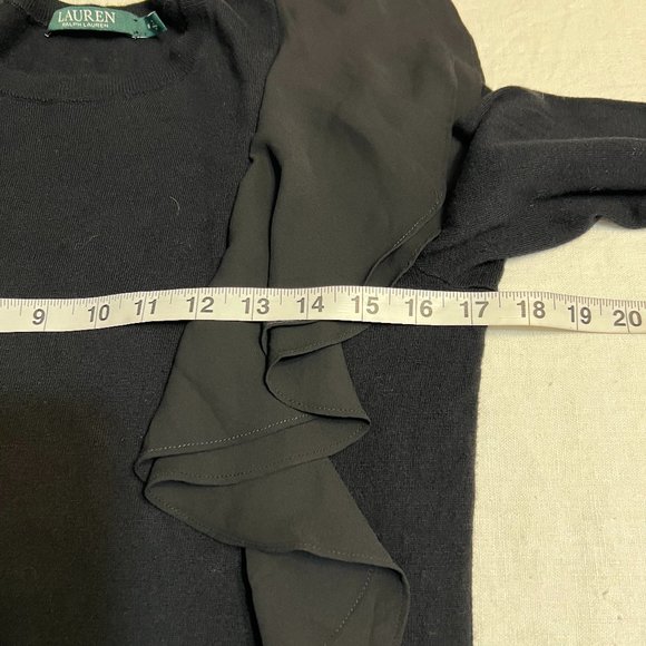 Lauren Ralph Lauren Women's Black Cardigan Dress Long Sleeve Ruffle Size M - Picture 6 of 9
